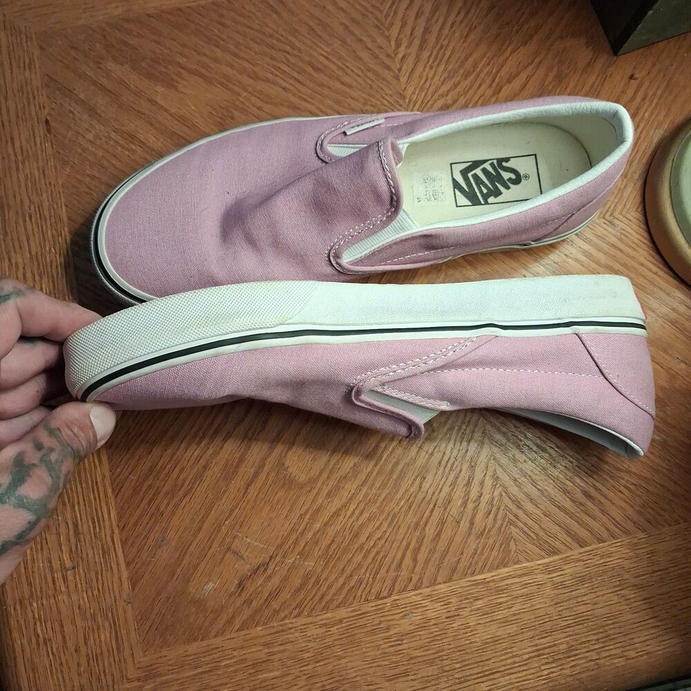 Vans White Pink Classic Slip On Unisex Low Top Women Size 9.5 Men Size 8 Adult - Picture 6 of 10